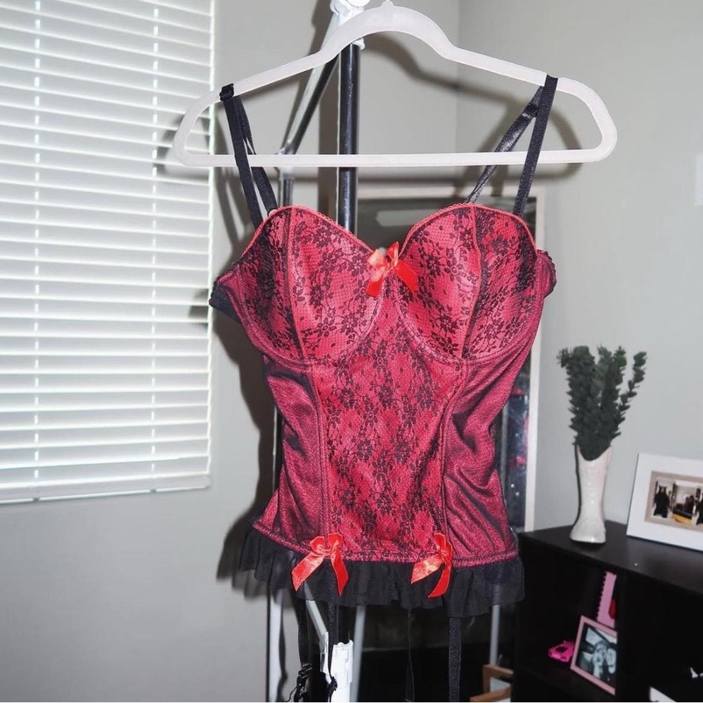 Red and Black Lace Bustier